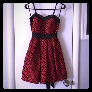 Red and black cocktail dress